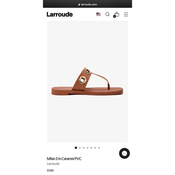 LARROUDÉ Milan S T-Strap Sandals with Gold Eyelets — Women’s 10/11 US - Caramel