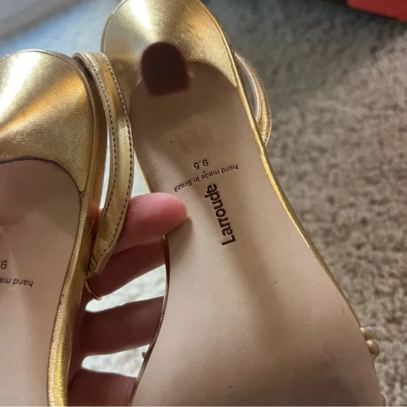 Larroude Annie Sandal In Gold Metallic Leather