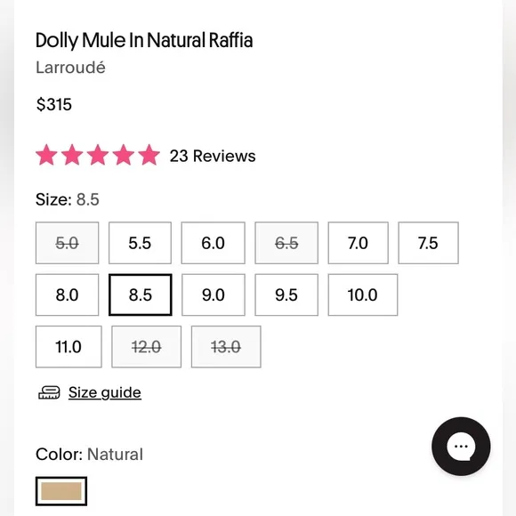 Larroude Dolly Mule in Natural Raffia 8.5