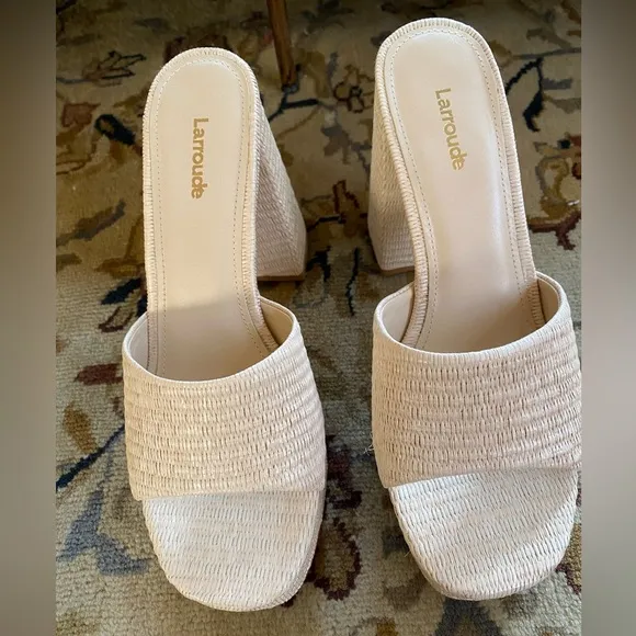 Larroude Dolly Mule in Natural Raffia 8.5