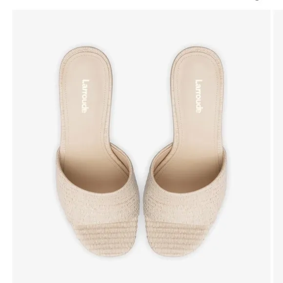 Larroude Dolly Mule in Natural Raffia 8.5