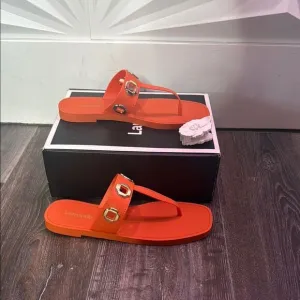 Larroude Women's Milan S Grommet Jelly Sandals in Orange PVC Size 10/11