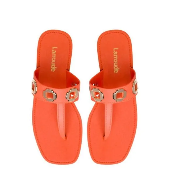 Larroude Women's Milan S Grommet Jelly Sandals in Orange PVC Size 10/11