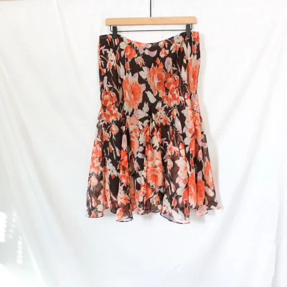 Lauren Ralph Lauren Floral Ruffle Hem Midi Skirt Large