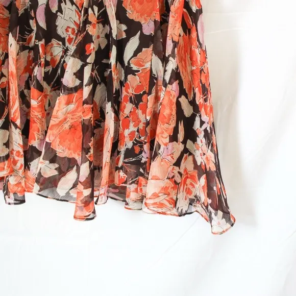 Lauren Ralph Lauren Floral Ruffle Hem Midi Skirt Large