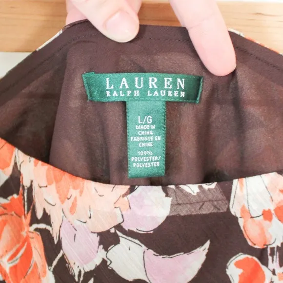 Lauren Ralph Lauren Floral Ruffle Hem Midi Skirt Large