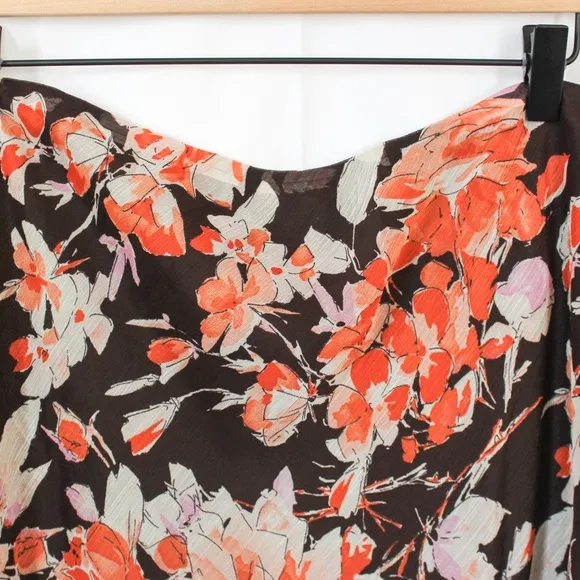 Lauren Ralph Lauren Floral Ruffle Hem Midi Skirt Large