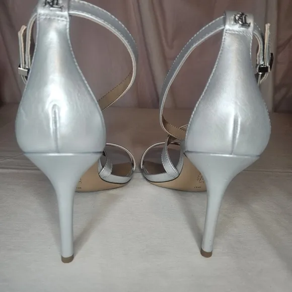 Lauren Ralph Lauren Gabriele Dress Sandals - Bright Silver - Retail $125 - NIB