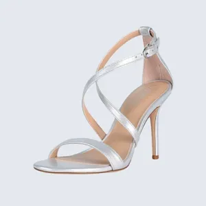 Lauren Ralph Lauren Gabriele Dress Sandals - Bright Silver - Retail $125 - NIB