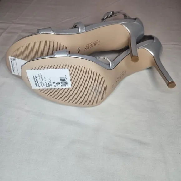 Lauren Ralph Lauren Gabriele Dress Sandals - Bright Silver - Retail $125 - NIB
