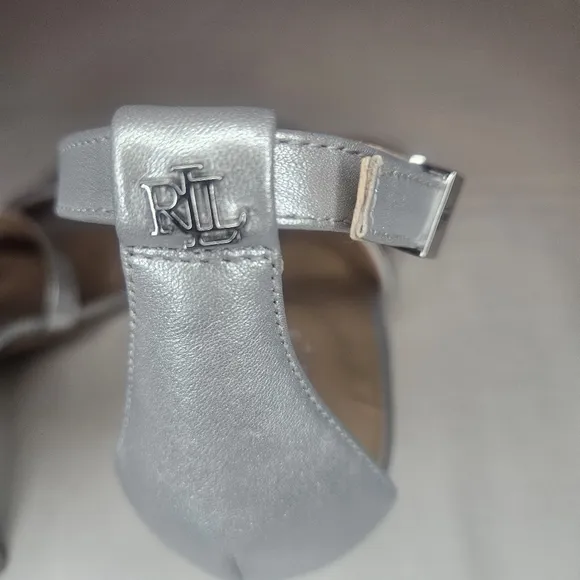Lauren Ralph Lauren Gabriele Dress Sandals - Bright Silver - Retail $125 - NIB