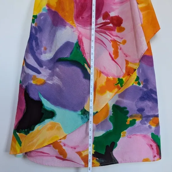 Lauren Ralph Lauren Sleeveless Asymmetrical Ruffle Floral Print A-Line Dress sz8