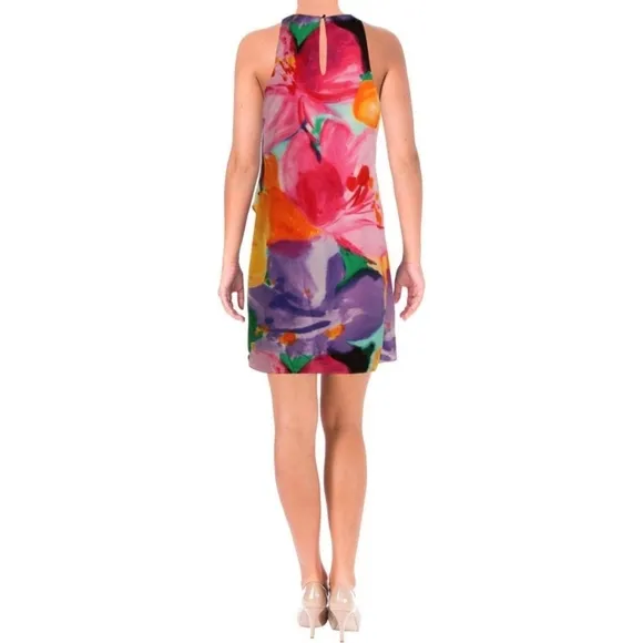 Lauren Ralph Lauren Sleeveless Asymmetrical Ruffle Floral Print A-Line Dress sz8