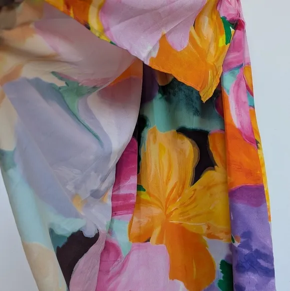Lauren Ralph Lauren Sleeveless Asymmetrical Ruffle Floral Print A-Line Dress sz8