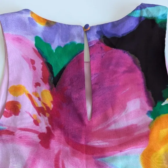 Lauren Ralph Lauren Sleeveless Asymmetrical Ruffle Floral Print A-Line Dress sz8
