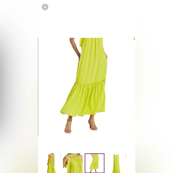 Le Superbe Electric Lime Maxi Dress Halter Dress with Side Tie