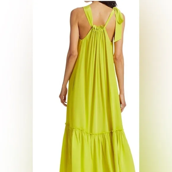 Le Superbe Electric Lime Maxi Dress Halter Dress with Side Tie