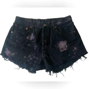 Levi’s - Vintage cut off black distressed acid wash denim shorts