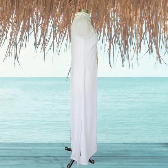 Lilly Pulitzer Jane Maxi Dress Size 2 Resort White Gold Embroidery Bridal