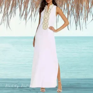 Lilly Pulitzer Jane Maxi Dress Size 2 Resort White Gold Embroidery Bridal