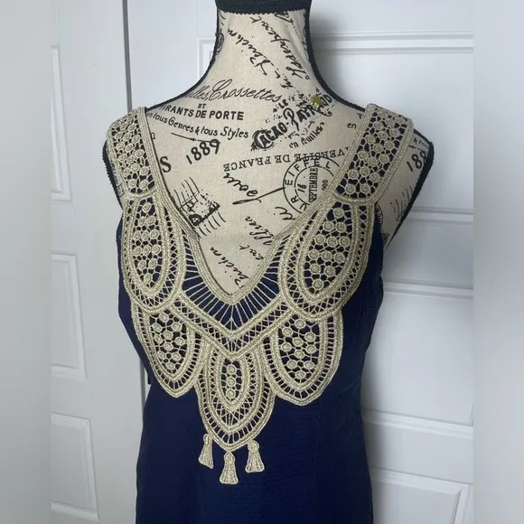 Lilly Pulitzer LARGO True Navy Embroidered Shift Dress Size 2