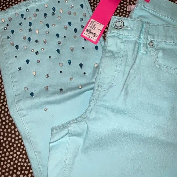 Lilly Pulitzer NWT 27 1/2&quot; South Ocean Crop Flare Pants Whisper Blu Size 00