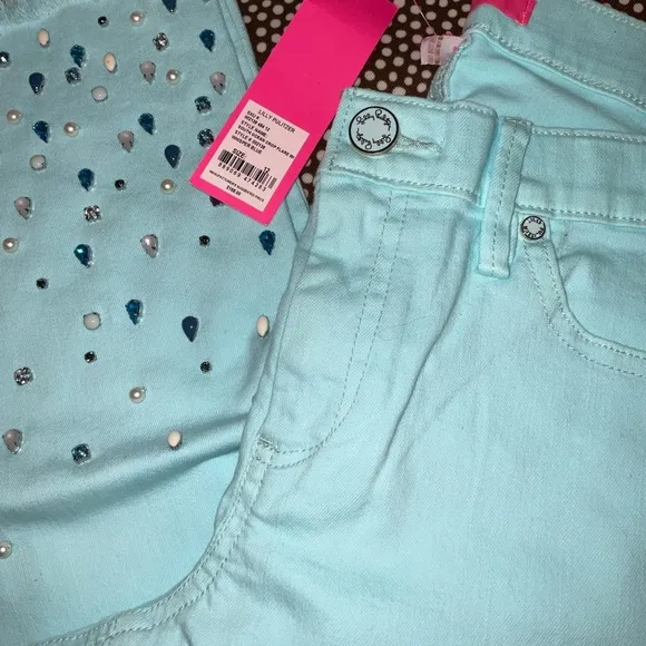 Lilly Pulitzer NWT 27 1/2&quot; South Ocean Crop Flare Pants Whisper Blu Size 00