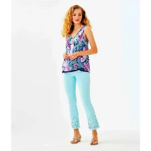 Lilly Pulitzer NWT 27 1/2&quot; South Ocean Crop Flare Pants Whisper Blu Size 00