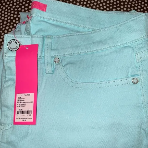 Lilly Pulitzer NWT 27 1/2&quot; South Ocean Crop Flare Pants Whisper Blu Size 00
