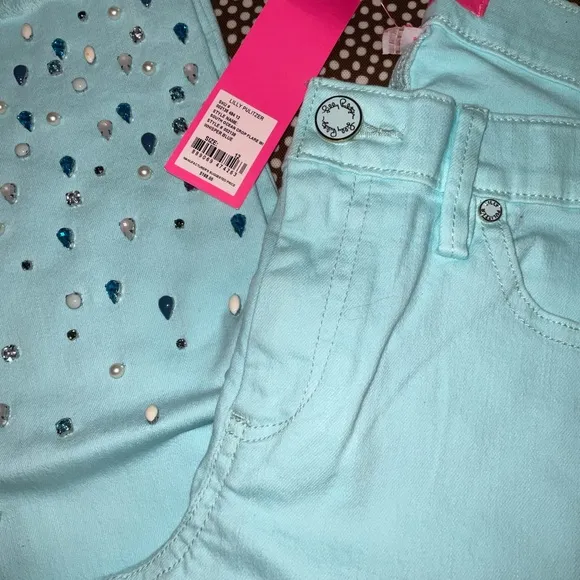 Lilly Pulitzer NWT 27 1/2&quot; South Ocean Crop Flare Pants Whisper Blu Size 00