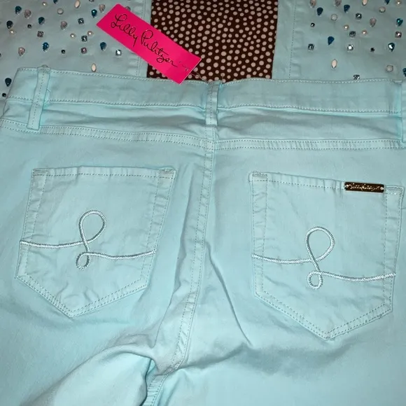Lilly Pulitzer NWT 27 1/2&quot; South Ocean Crop Flare Pants Whisper Blu Size 00