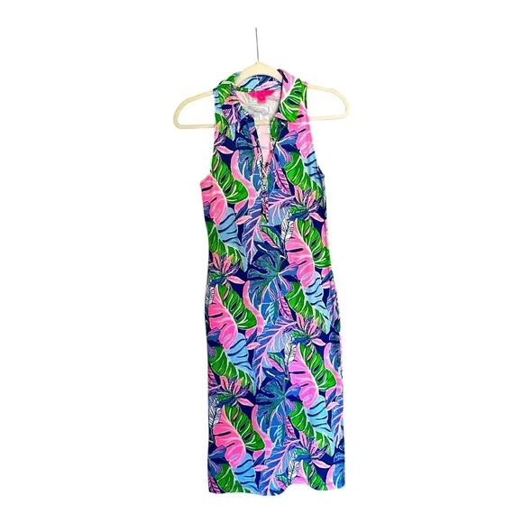 Lilly Pulitzer Reema Polo Dress – Blue Grotto &quot;Beleaf In Yourself&quot; Size XS