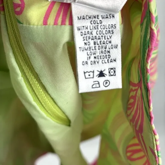 LILLY PULITZER Vintage White Label Pink and Green Skirt size 6 Butterfly