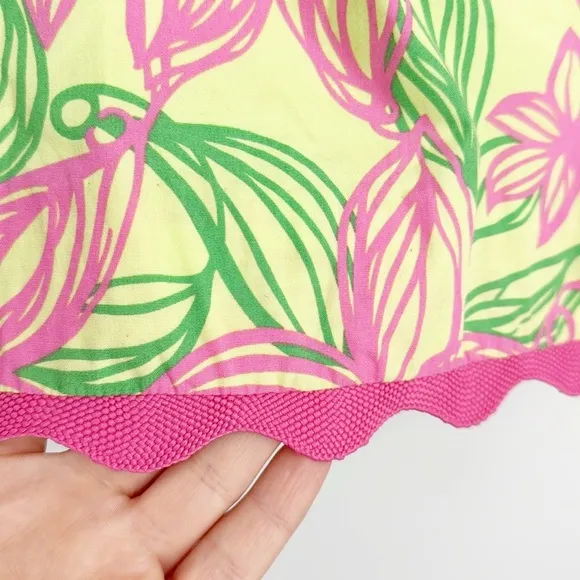LILLY PULITZER Vintage White Label Pink and Green Skirt size 6 Butterfly