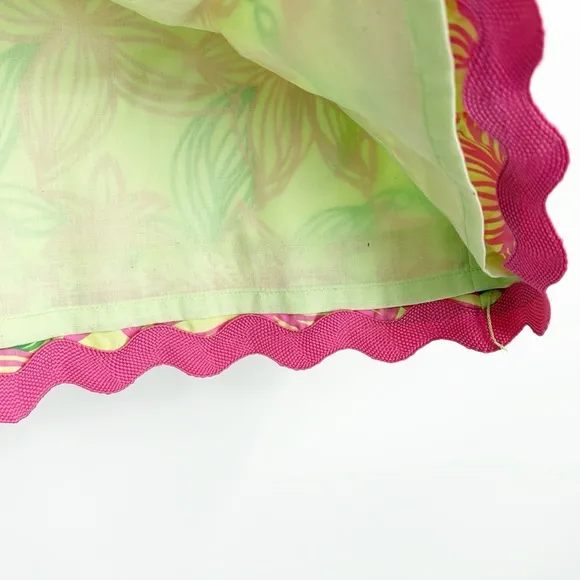 LILLY PULITZER Vintage White Label Pink and Green Skirt size 6 Butterfly