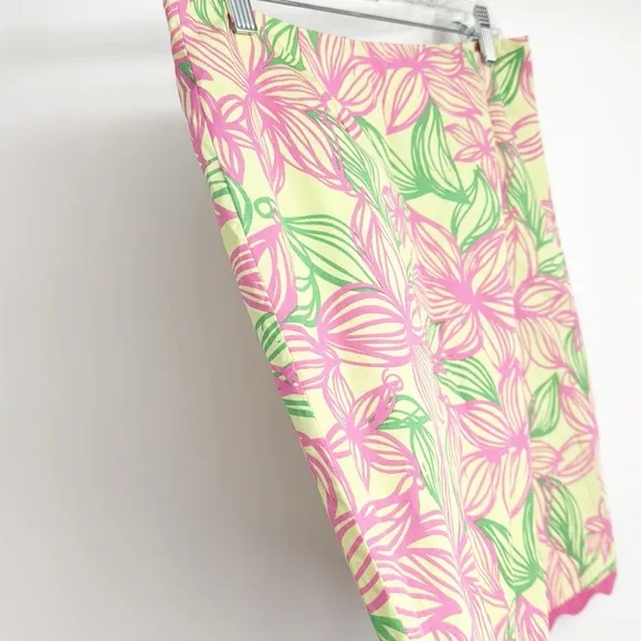 LILLY PULITZER Vintage White Label Pink and Green Skirt size 6 Butterfly