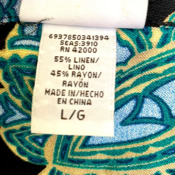 LINEN Blend Black Cardigan Size Large