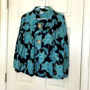 LINEN Blend Black Cardigan Size Large
