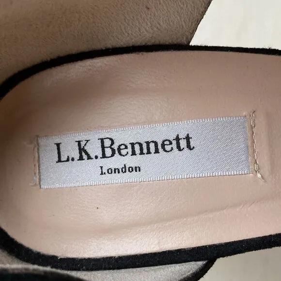 L.K. Bennett London Alondra Crystal Black Heeled Sandals Size 9.5 Made in Italy