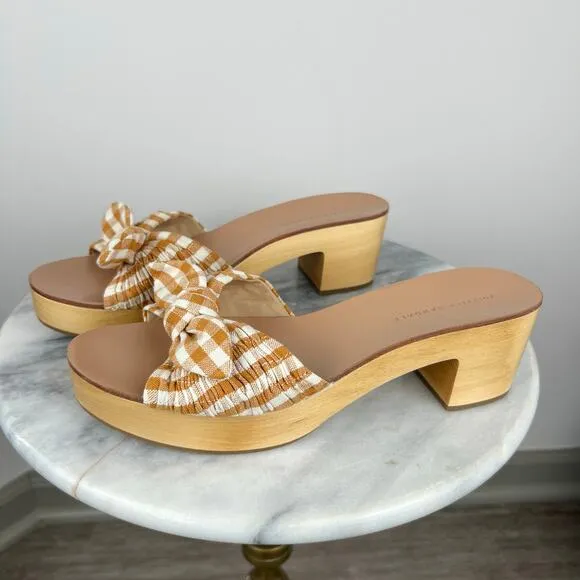 Loeffler Randall Gingham Canvas Slip On Regina Clog Heeled Sandals (Sz 10)