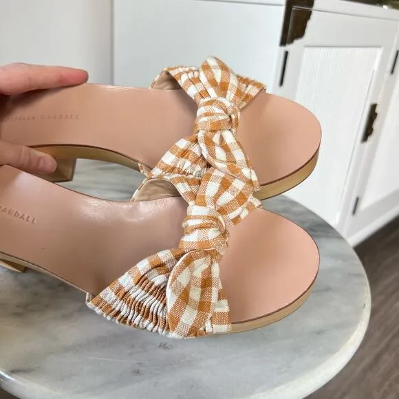 Loeffler Randall Gingham Canvas Slip On Regina Clog Heeled Sandals (Sz 10)