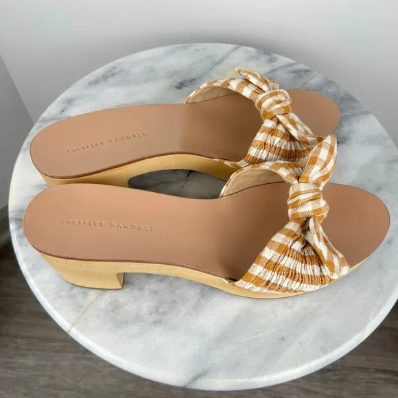 Loeffler Randall Gingham Canvas Slip On Regina Clog Heeled Sandals (Sz 10)