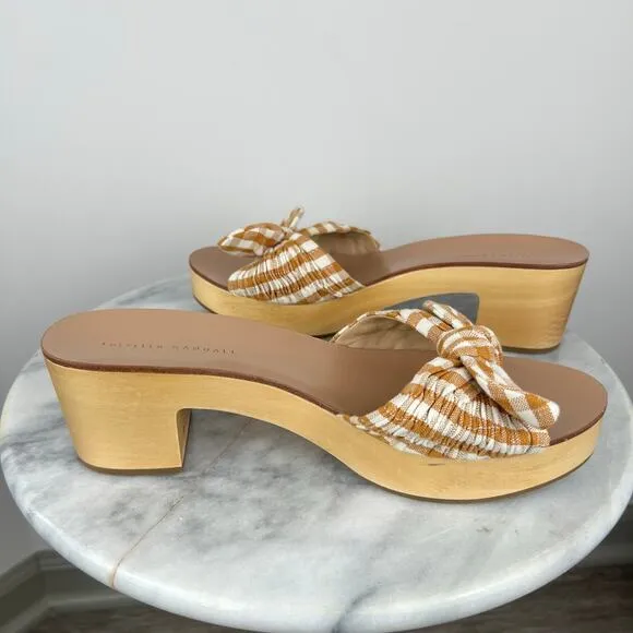 Loeffler Randall Gingham Canvas Slip On Regina Clog Heeled Sandals (Sz 10)