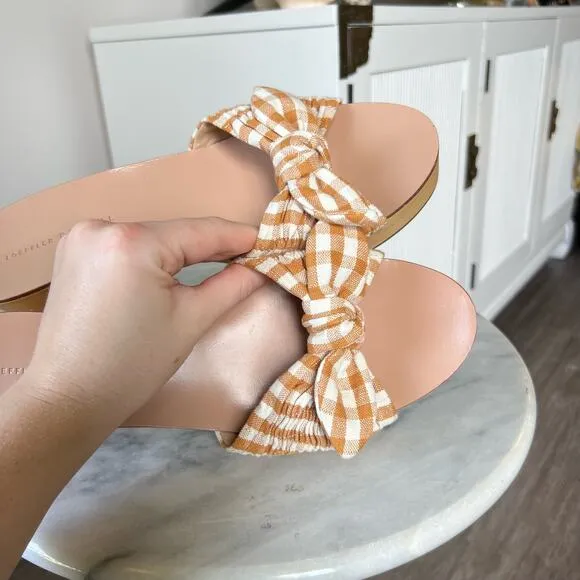 Loeffler Randall Gingham Canvas Slip On Regina Clog Heeled Sandals (Sz 10)