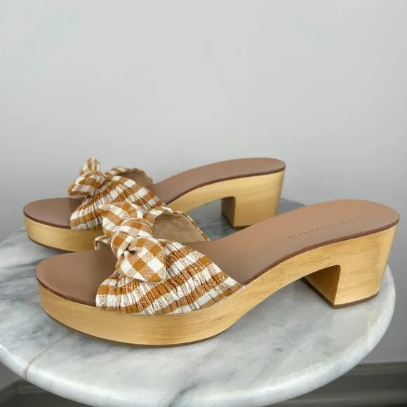 Loeffler Randall Gingham Canvas Slip On Regina Clog Heeled Sandals (Sz 10)