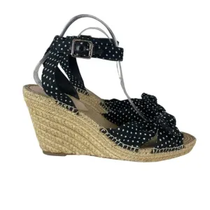 Loeffler Randall Tessa Espadrille Wedge Sandals Black White Polka Dot