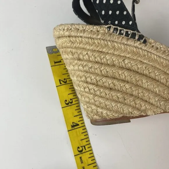 Loeffler Randall Tessa Espadrille Wedge Sandals Black White Polka Dot