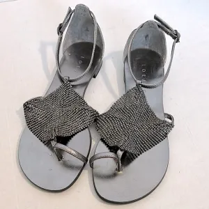 LOLA CRUZ X Anthro ‘Luanda’ dark gray Swarovski Diamanté Mesh Sandals 38 or 8
