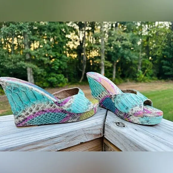 Lolita Jaca Python Wedge Sandals - Unparalleled Exotic LuxurySize 8 (39 EU) NWT