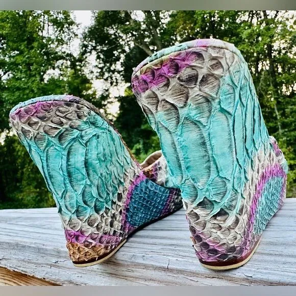 Lolita Jaca Python Wedge Sandals - Unparalleled Exotic LuxurySize 8 (39 EU) NWT